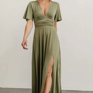Baltic Born Emberly Dusty Sage Maxi Dress, Size Large